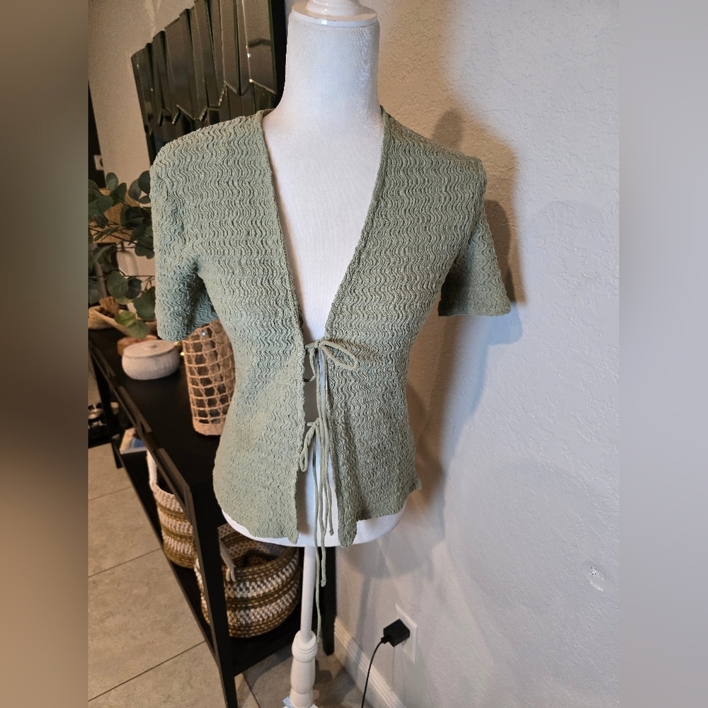 Zara Women’s Green Ruched Tulle Top M